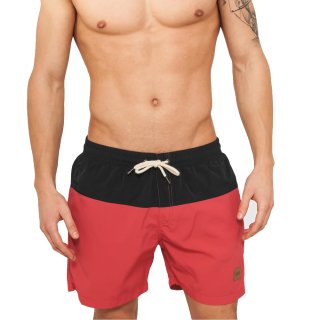 Urban Classics Block Swim Short / Boardshort - Black Red XL