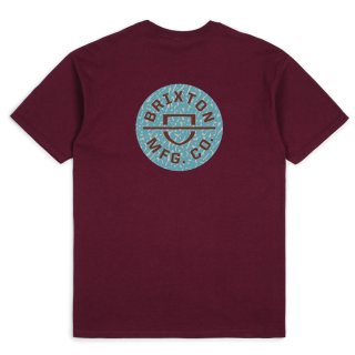 Brixton Crest II S/S T-Shirt - Burgundy/Abstract Blue